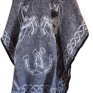 Gray Knit Poncho Coat with Celtic Motif new without tags, never worn.